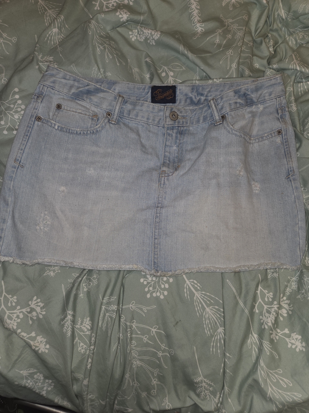 Aeropostale Light Blue Low Rise Denim Mini Skirt Y2k Size 11